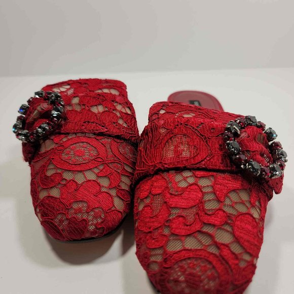 Dolce &Gabbana red lace slides - Picture 8 of 8